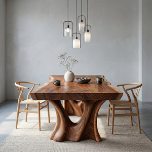 Modern Dining Table With Two Sculpted Legs For Dining Room
