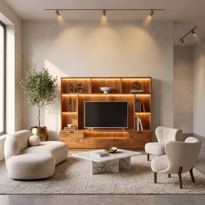 Modern TV Wall Unit With LED Shelves For Living Room