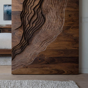 Contemporary Sculpted Wood Sliding Door For Home
