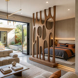 Modern Sculptural Room Divider With Artistic Carved For Bedroom