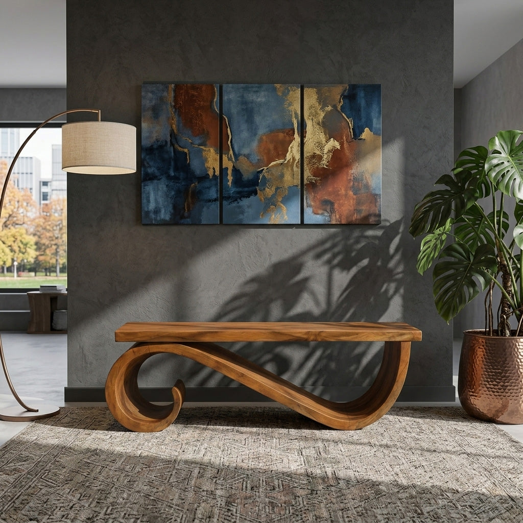Organic Sculptural Bench For Entryway Or Living Room