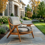 Contemporary Wood Accent Chair With Sculptural Frame For Living Room