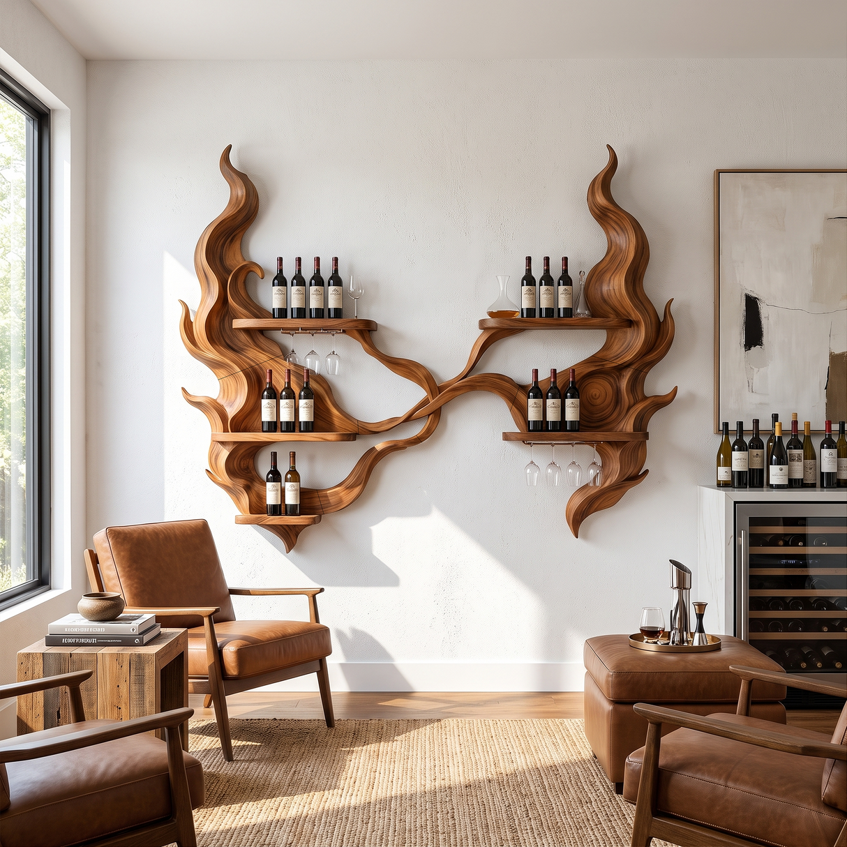 Handcrafted Organic Modern Wine Display Rack For Restaurant