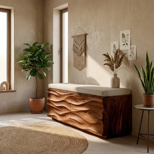 Modern Wave Storage Bench For Home Decor