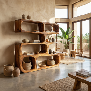 Minimalist Modern Sculptural Bookshelf Living Room Decor