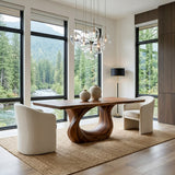 Modern Wooden Dining Table With Sculptural Base For Dining
