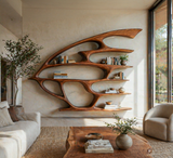 Artistic Wooden Wall Bookshelf For Living Room Decor
