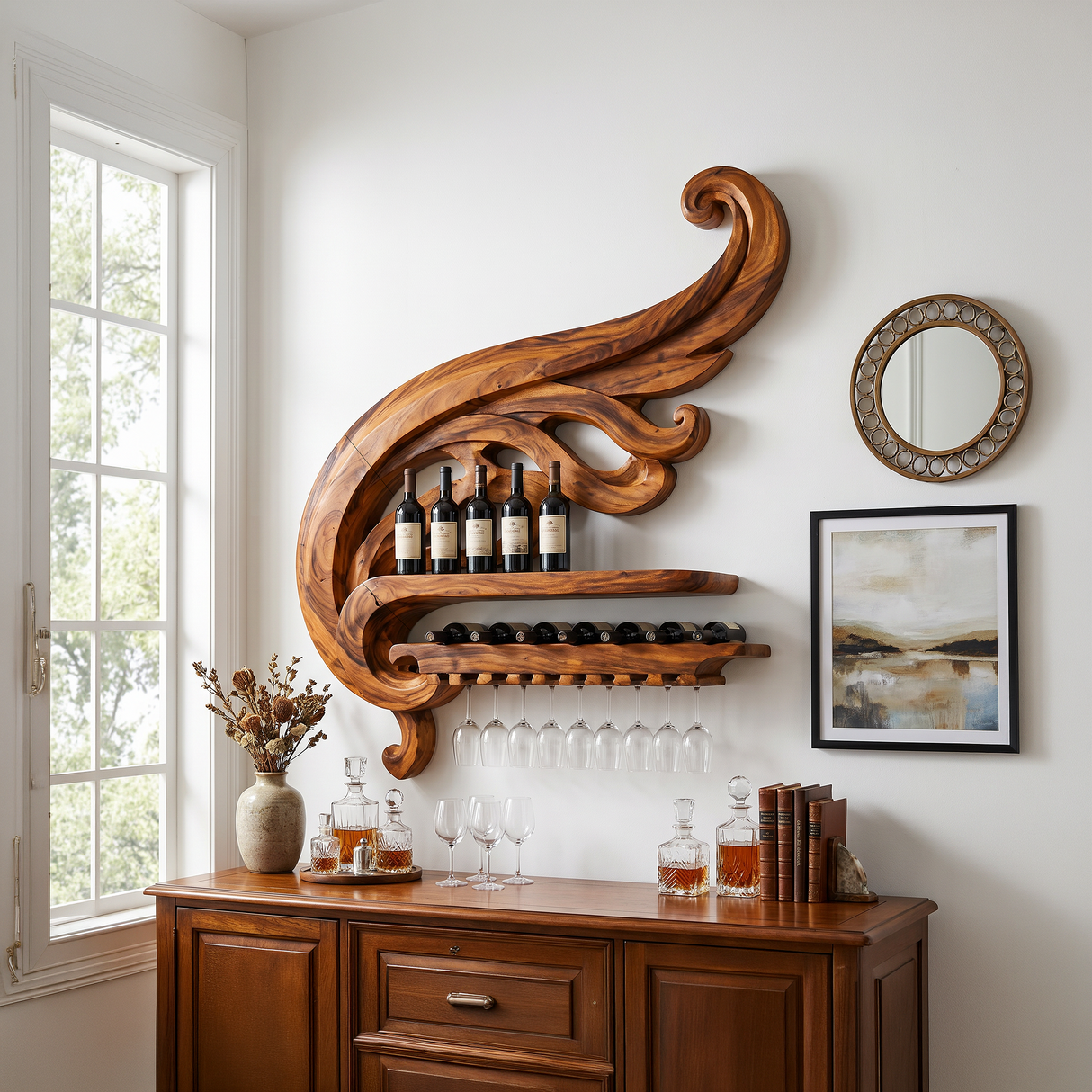 Farmhouse Wine Bottle Holder For Kitchen