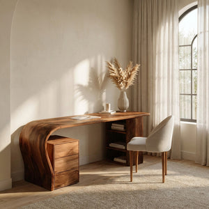Contemporary Writing Desk With Open Shelf For Home Office