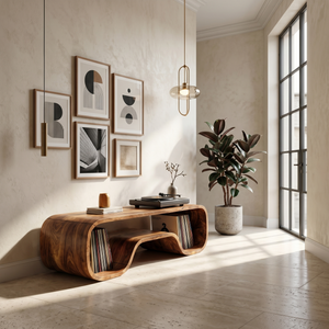 Organic Wave Turntable Stand Contemporary Living Room