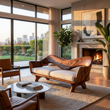 Luxury Sculptural Wooden Sofa For Living Room