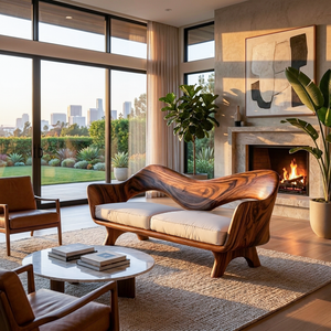 Luxury Sculptural Wooden Sofa For Living Room