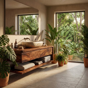 Contemporary Wall Mounted Wood Bathroom Vanity For Bathroom