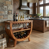 Wooden Wine Cabinet With Built In Glass Rack For Kitchen