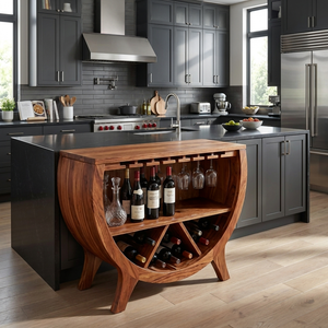 Wooden Wine Cabinet With Bottle Storage For Home Bar
