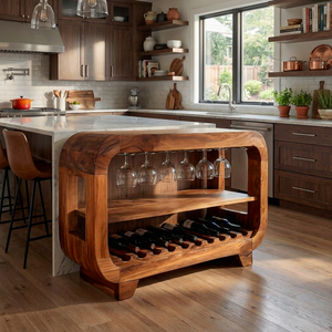 Modern Wine Cabinet With Rounded Edges For Dining Island