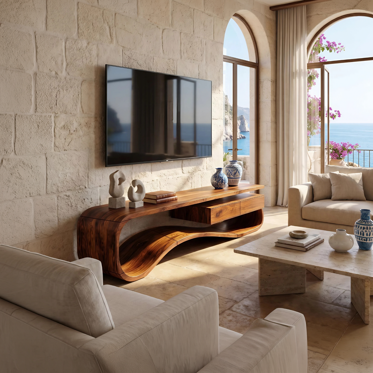 Contemporary Organic TV Stand For Lounge Area