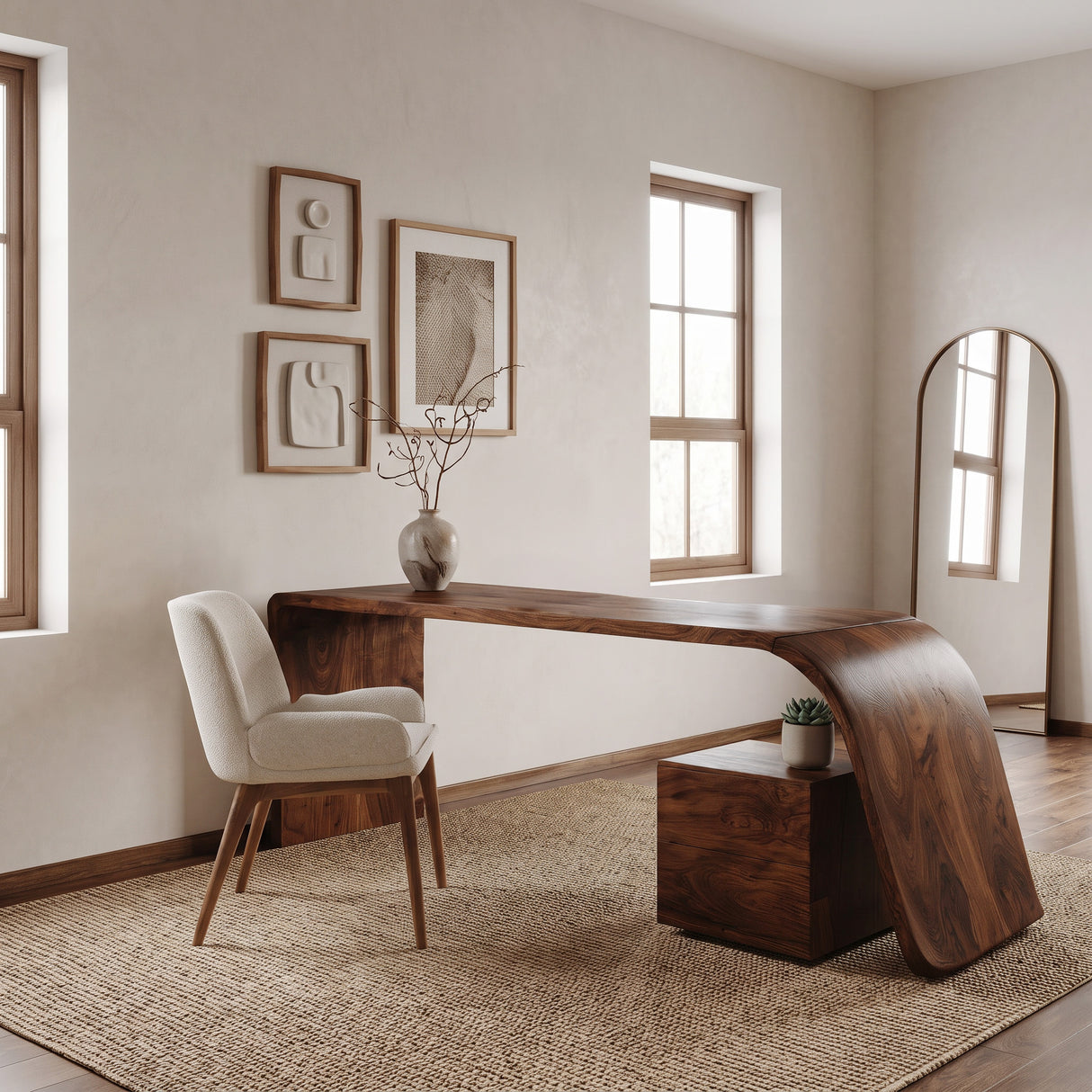 Minimal Wooden Office Desk For Home Office