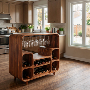 Modern Wine Cabinet With Open Bottle Display For Home Bar