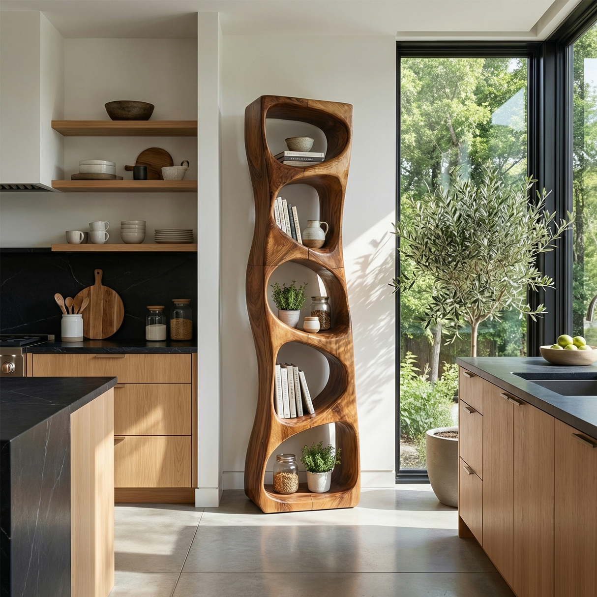 Minimalist Geometric Bookshelf Entryway Display