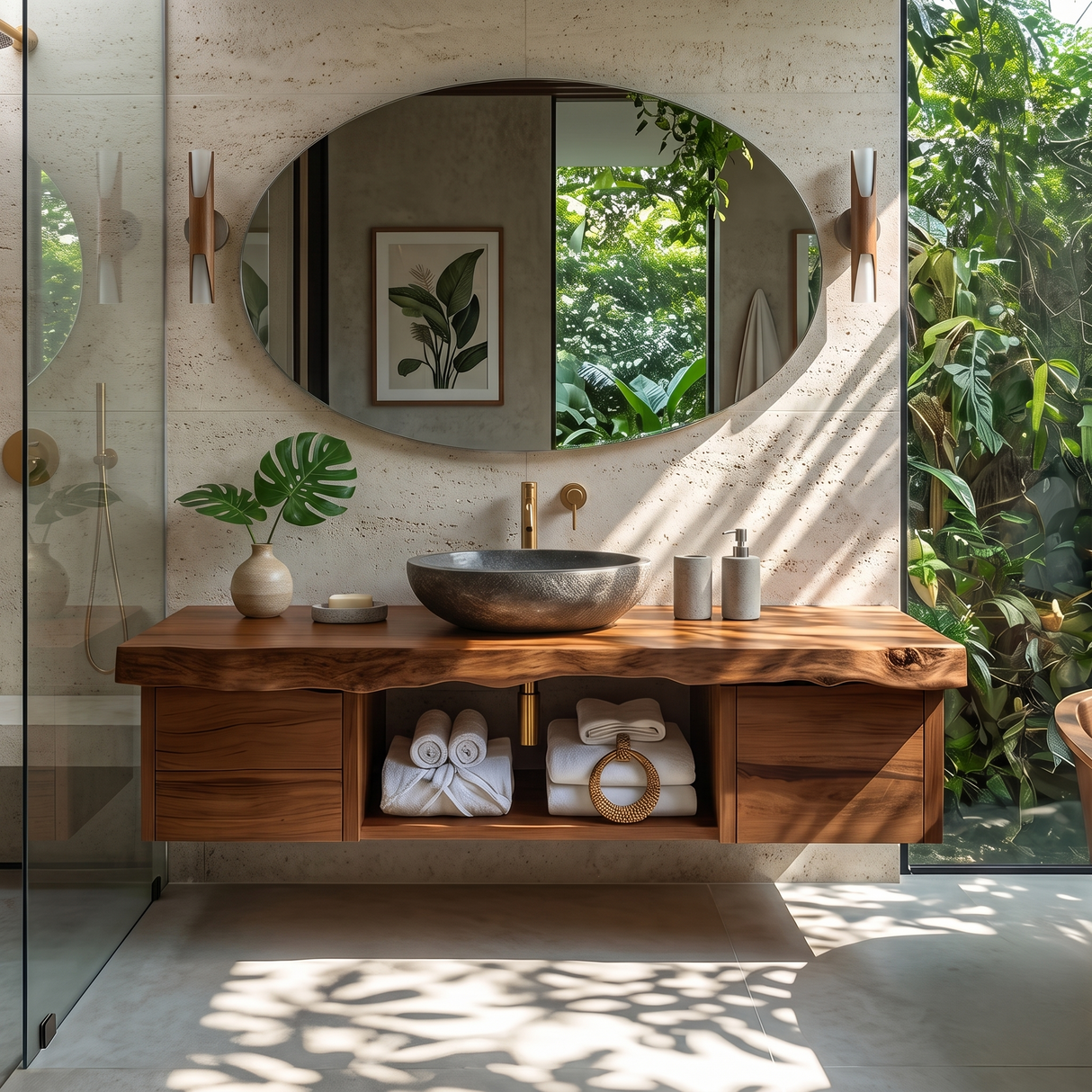 Natural Wood Floating Vanity For Bathroom Upgrade