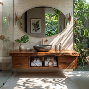 Natural Wood Floating Vanity For Bathroom Upgrade