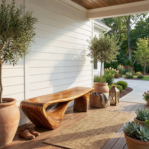 Modern Sculptural Bench For Entryway Or Living Room