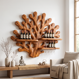 Handcrafted Wabi Sabi Wall Wine Rack For Dining Room