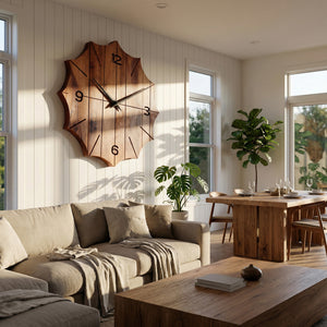 Organic Wooden Wall Clock For Designer Living Room