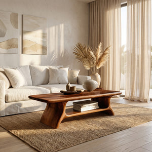 Modern Wooden Coffee Table With Open Shelf For Home Decor