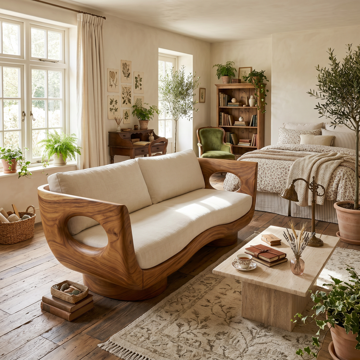 Modern Wooden Sofa Spa Reception Lounge