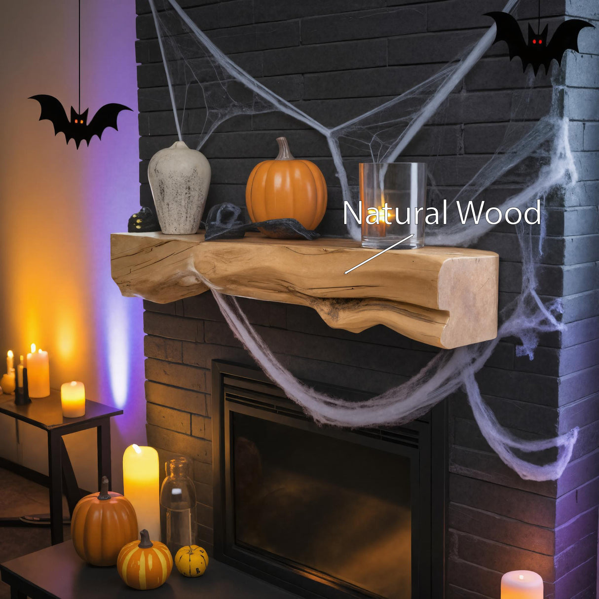 Handmade Halloween Wooden Fireplace Mantel For Living Room Or Entryway