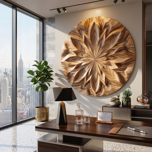 Round Mandala Wall Art With Textured Design For Bedroom