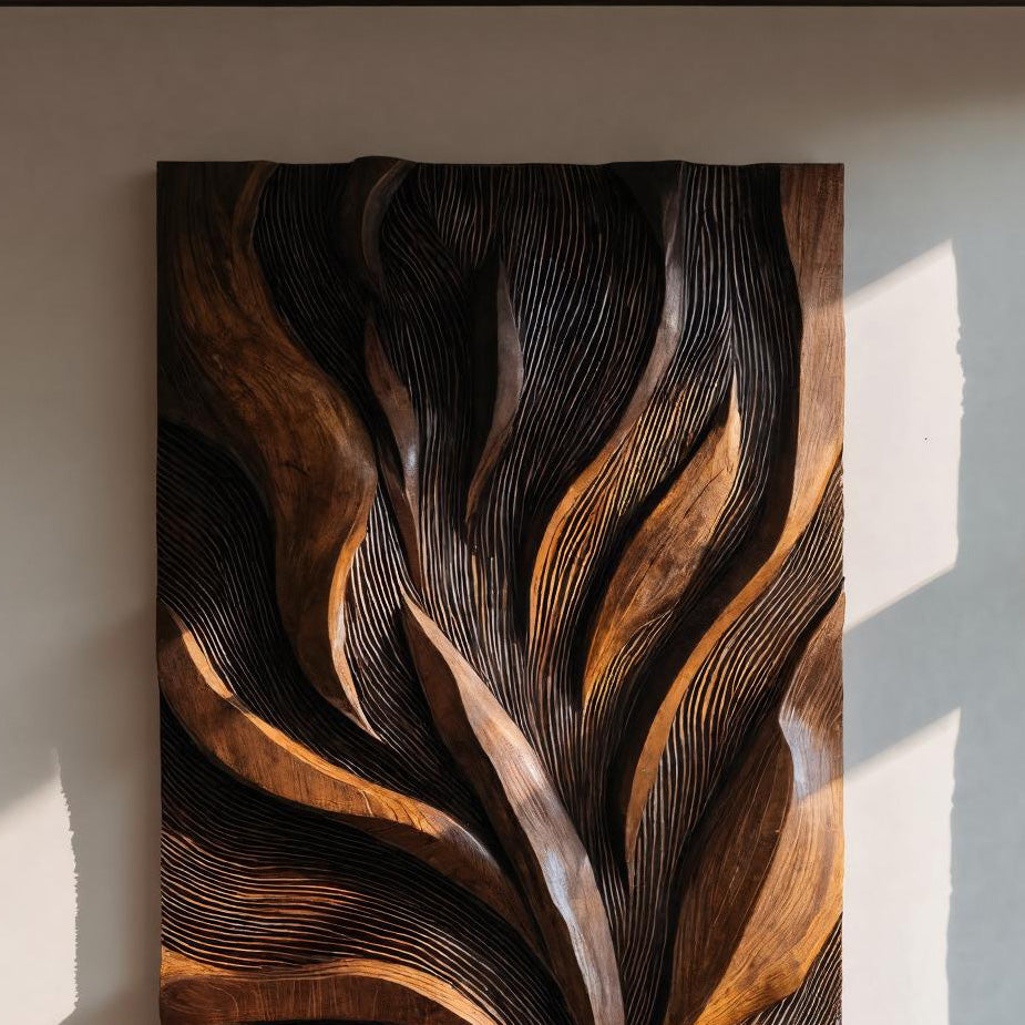 Modern Organic Wooden Feather Wall Panel For Living Room