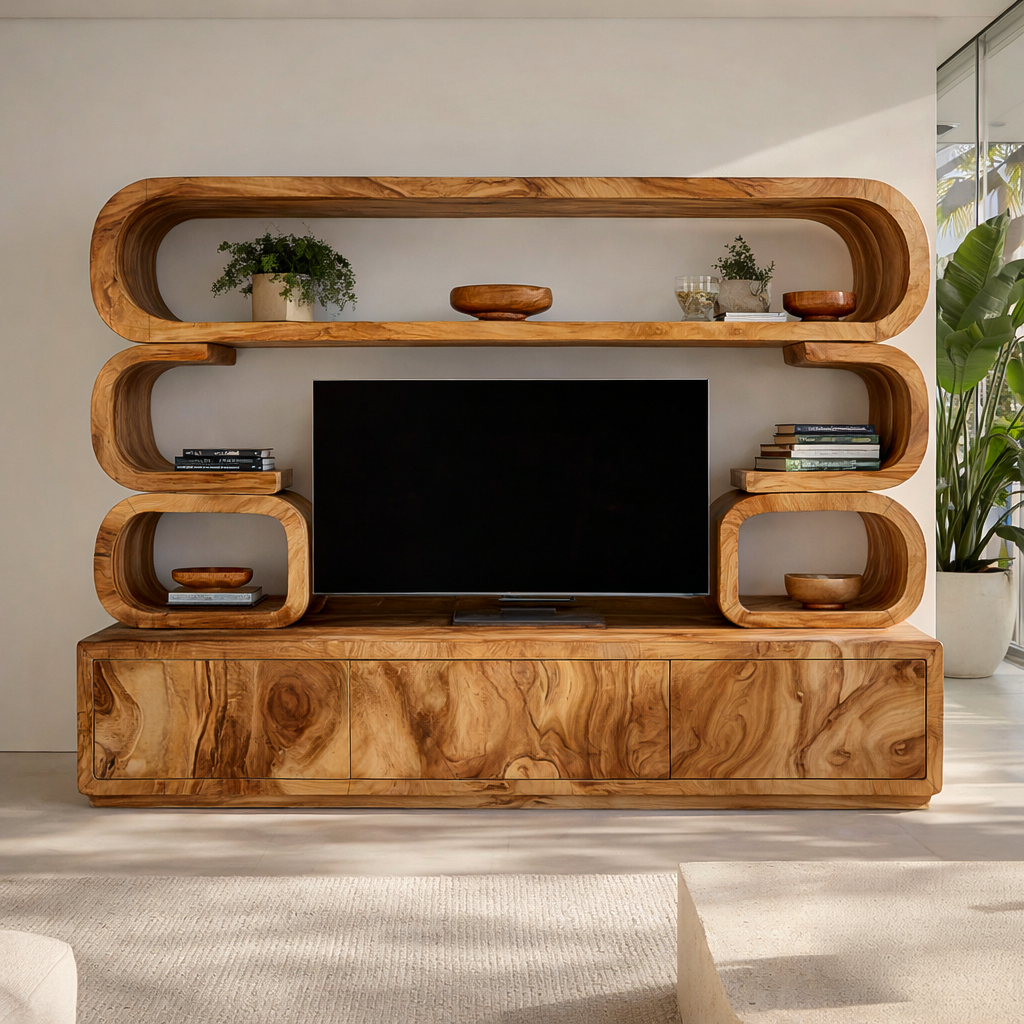 Contemporary Wooden TV Cabinet For Home Living Space