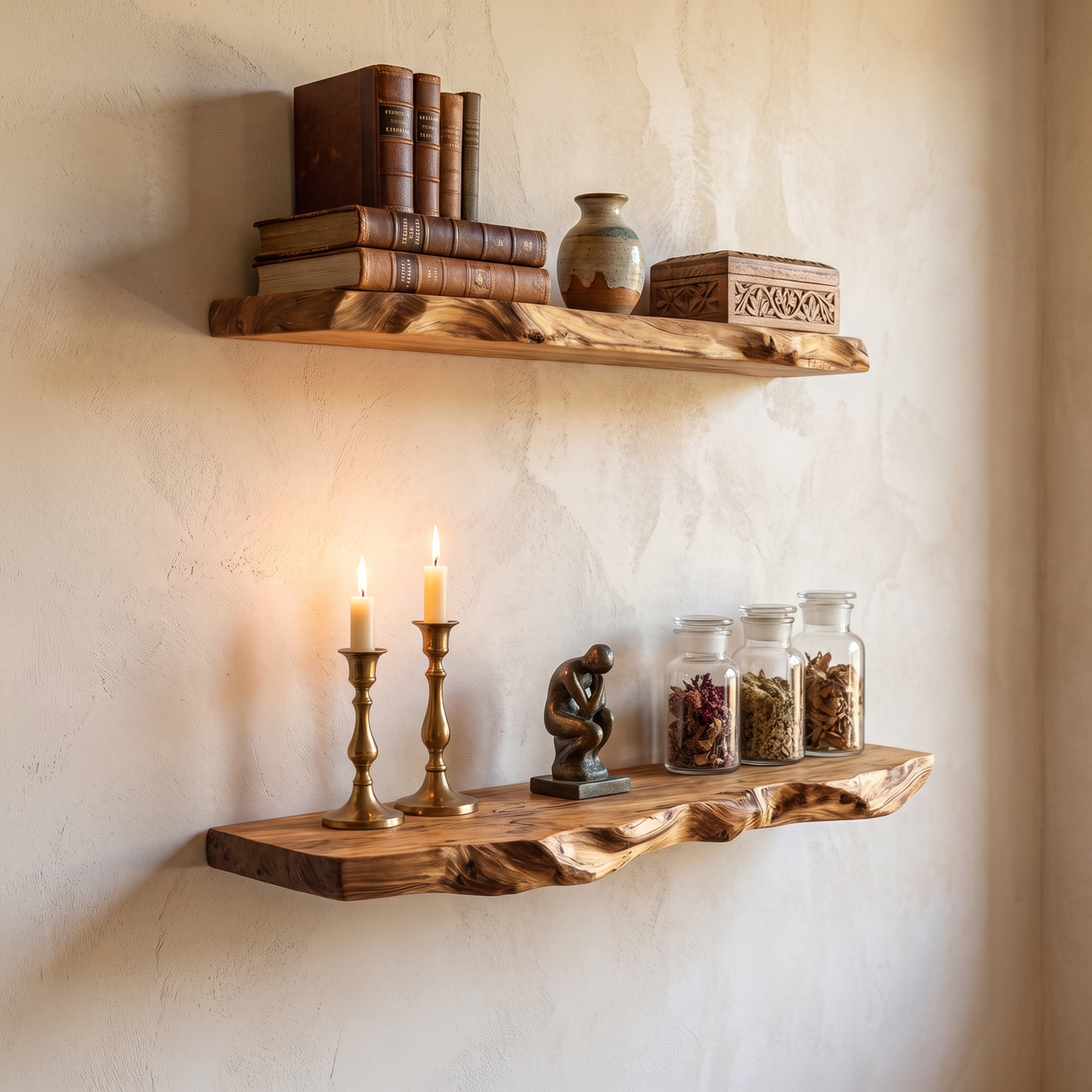Farmhouse Wooden Floating Shelf For Living Room Holiday Decoration