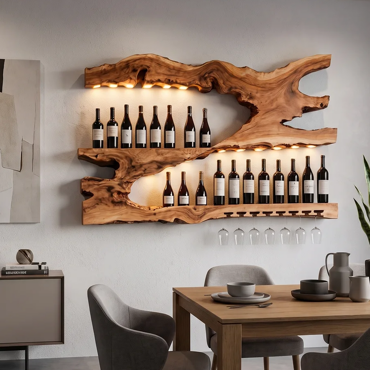 Mid Century Wine Holder For Kitchen Minimalist Shelf