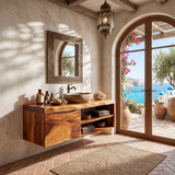 Organic Floating Bathroom Vanity Tropical Spa Retreat