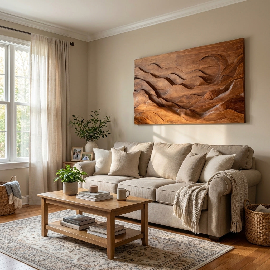Large Abstract Wood Landscape Wall Art For Wall Decor