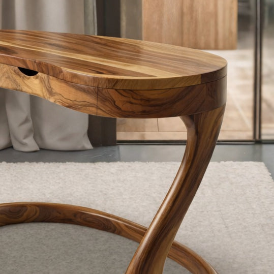 Modern Sculpted Desk With Drawers For Minimalist Home Office