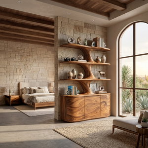 Wooden Bookshelf With Cabinets Spacious Display Compartments For Interiors