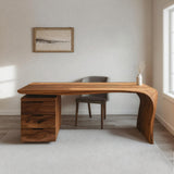 Modern Carved Desk Curved Leg With Drawer Cabinet For Workspace