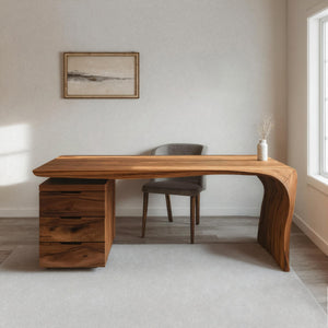 Modern Carved Desk Curved Leg With Drawer Cabinet For Workspace