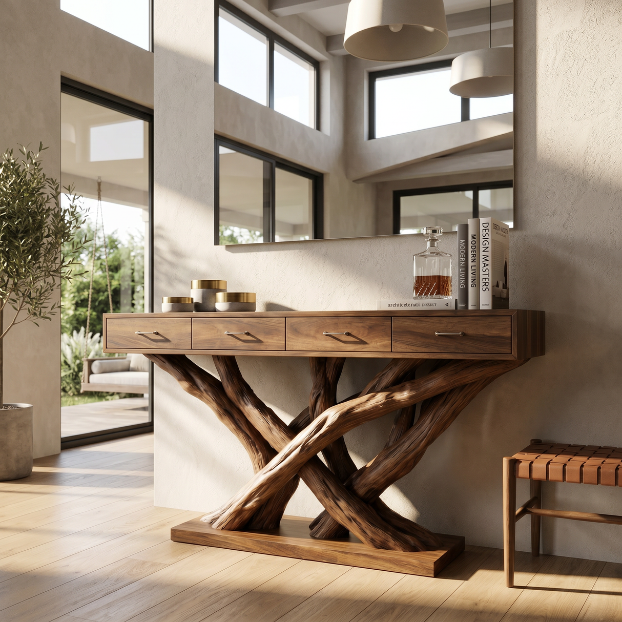 Organic Modern Twisted Root Console Table Luxury Entryway
