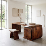 Mid Century Wooden Desk With Integrated Drawer For Home Study