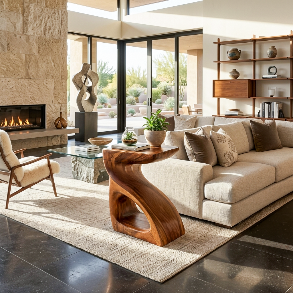 Modern Sculptural Side Table For Home Decor