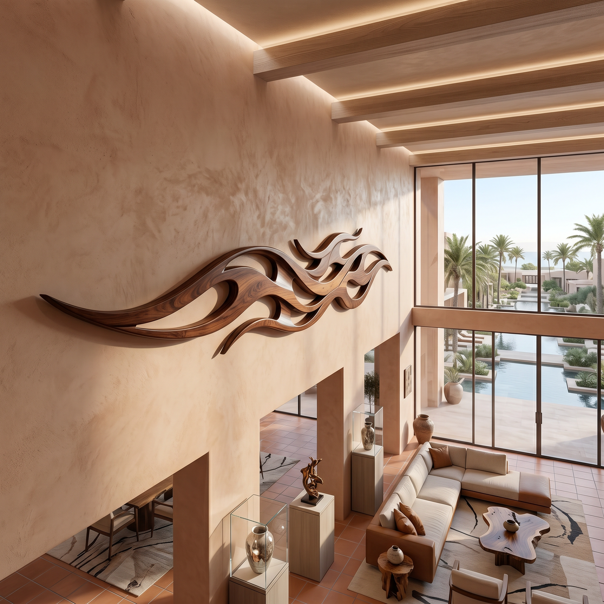 Contemporary Sculptural Wall Panel For Media Lounge Space