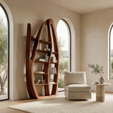 Organic Style Sculptural Wooden Bookshelf For Living Room
