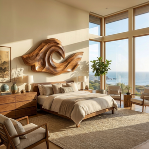 Ocean Wave Inspired Wood Wall Art For Living Room Decor