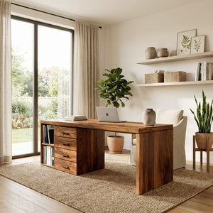 Quiet Luxury Wooden Desk With Storage For Home Office